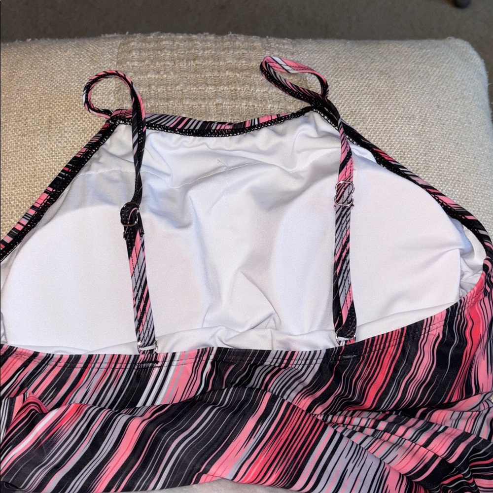 Tempt Me High Neck Ruched Sides Tummy Control Tankini Top - Picture 6 of 9